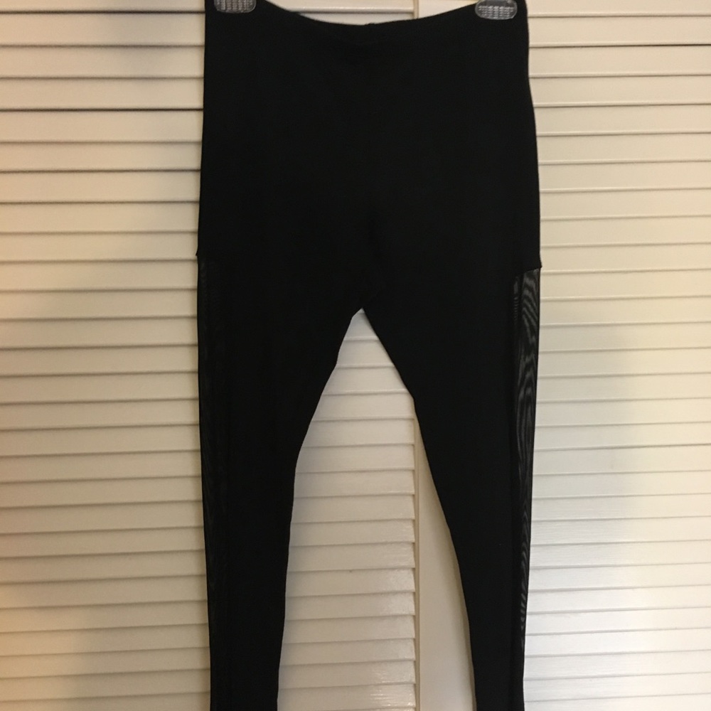 BDG Black Leggings with Mesh Detail